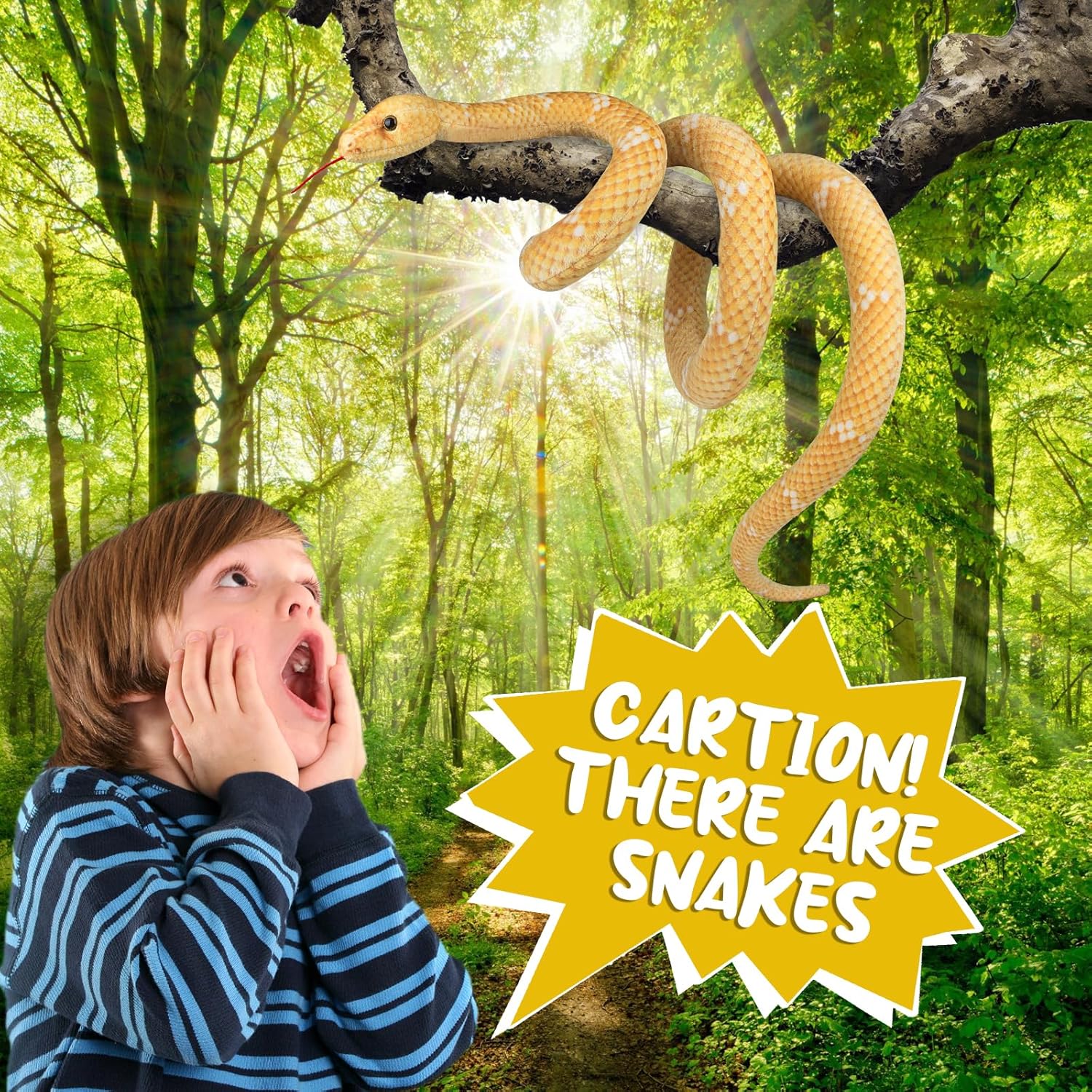 Hozzi Giant Boa Constrictor Large Stuffed Animal Snake Plush Realistic Toy 200cm / 80 Inches Lifelike Gifts for Kids Birthday Party Prank Props (Yellow)