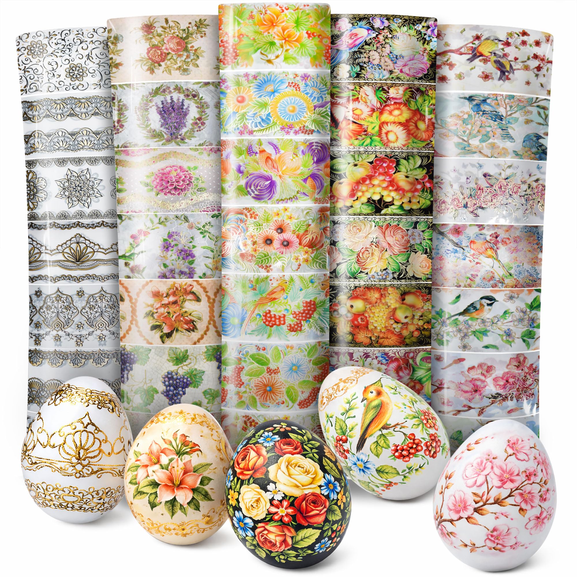 Diximus Pack of 5 - Easter Egg Decorating Kit - Thermo Shrink Sleeves - Basket Stuffers - Decorative Easter Egg Wraps - Pysanka - Ukrainian Pysanky Supplies - for 35 Decorative Eggs