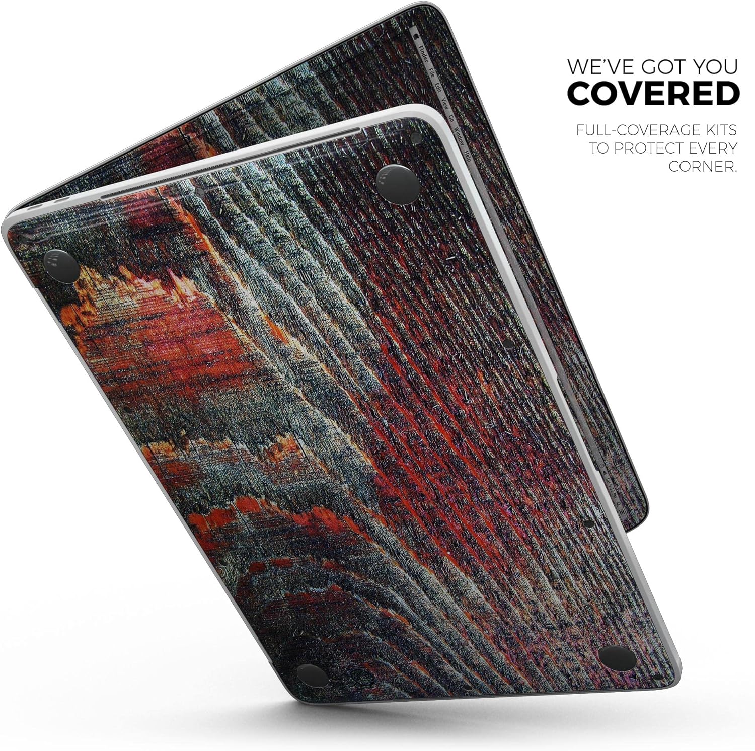 DesignSkinz - Grungy Orange and Teal Dyed Wood Surface - Full-Body Wrap Protective Decal Skin Kit Compatible with MacBook 13" Pro M1 (A2338)