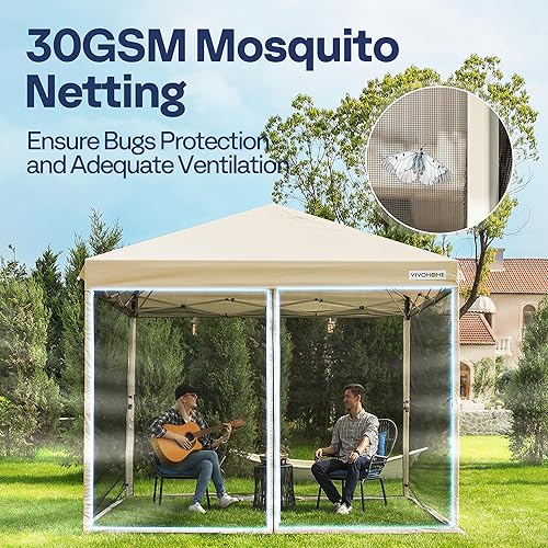 Miniatura 4 de VIVOHOME Toldo desplegable fácil de 8 x 8 pies, tienda de campaña para exteriores con mosquitera, 2 puertas con cremallera y bolsa enrollable para