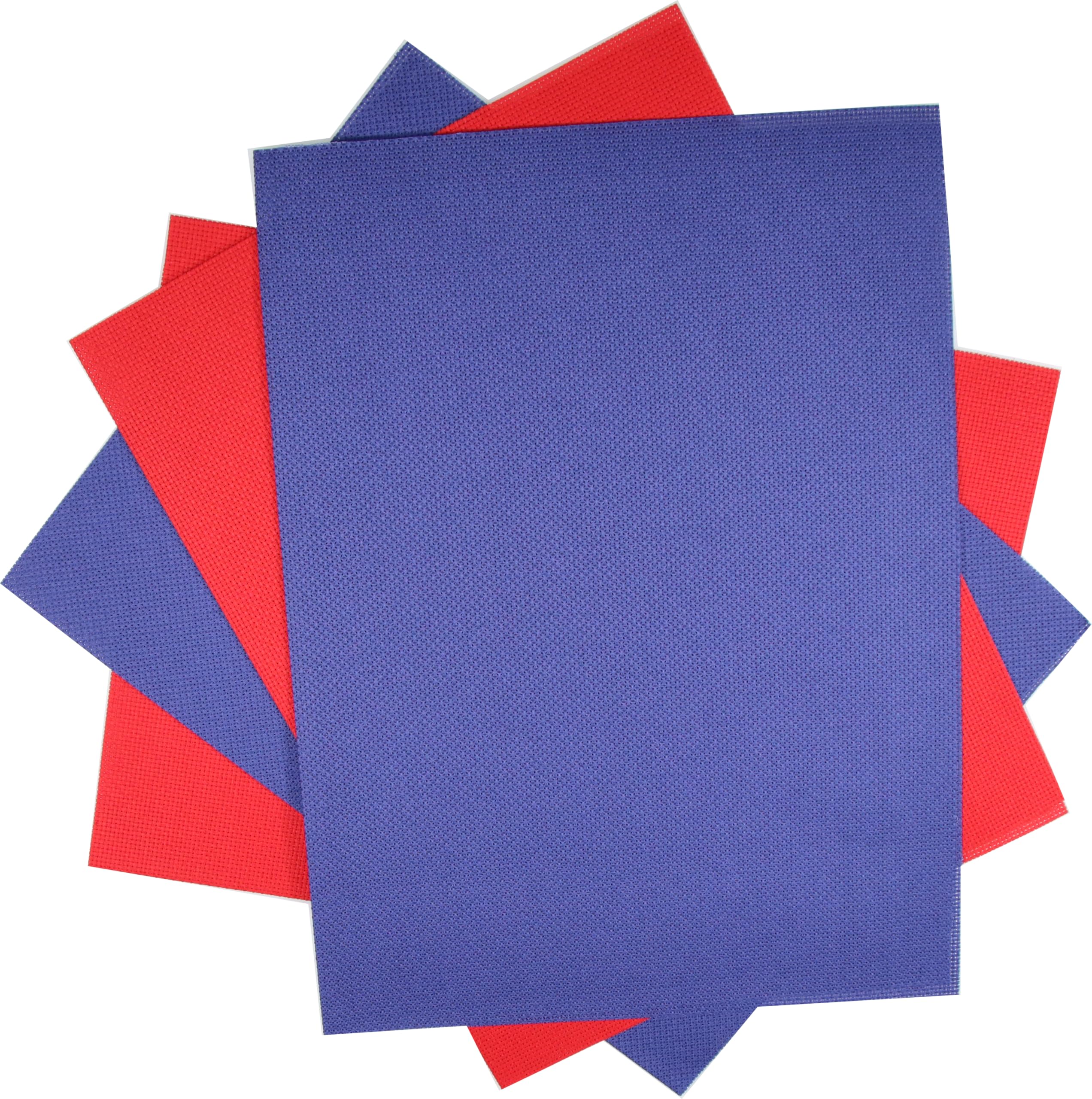 KCS 4/6 pc of 12" x 18" 30cmx45cm 16CT Counted Cotton Aida Cloth Cross Stitch Fabric (Red+Royal Blue, 4 pc)