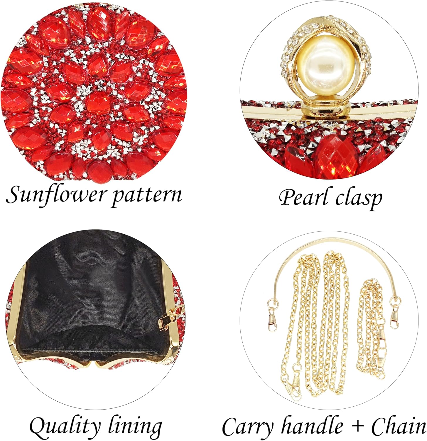 Rhinestone Clutch Purses for Women Evening Wedding Formal - Pearl Clasp Handbag Crystal Gemstone Bag for Party Prom - Image 4