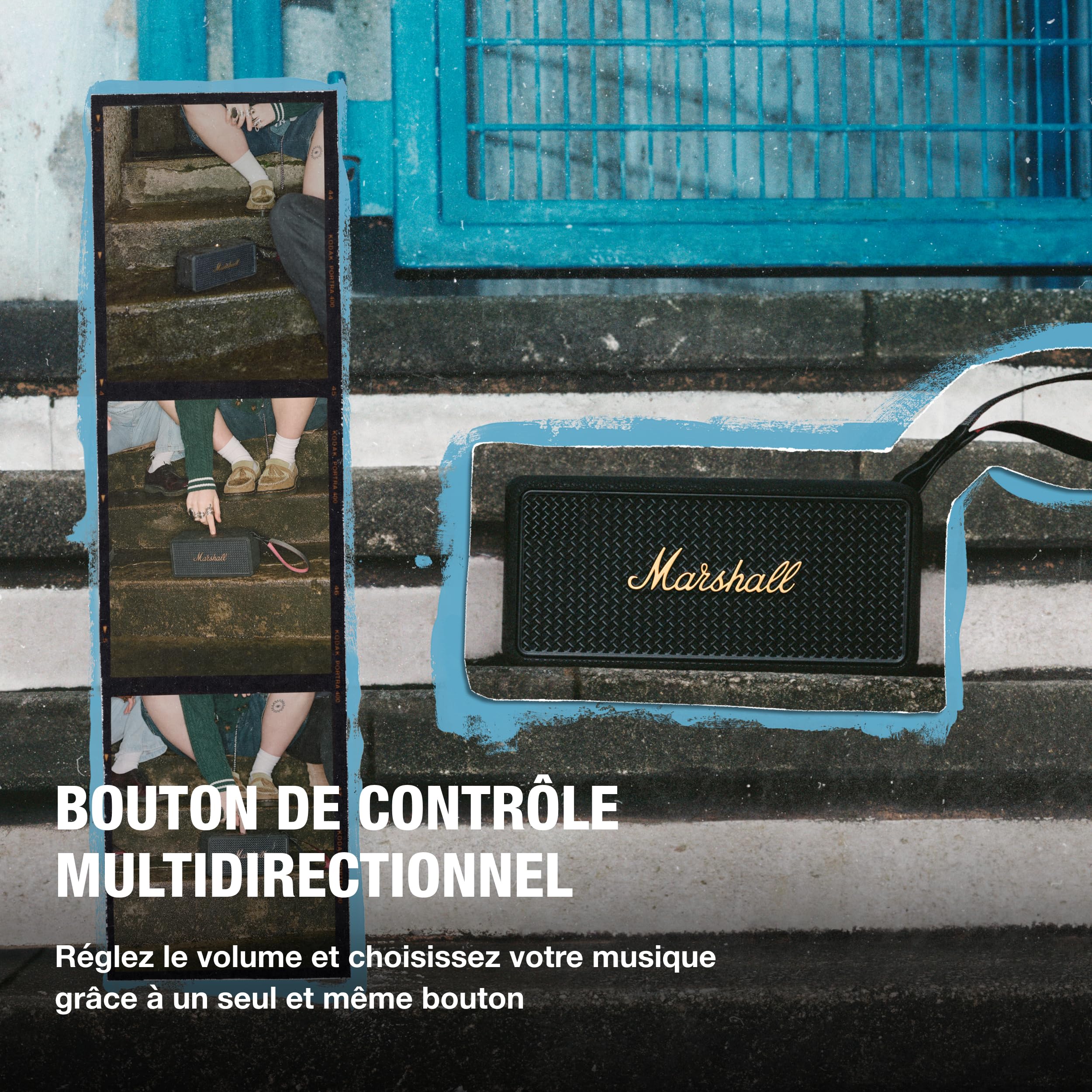 Marshall Middleton II Enceinte Bluetooth Portable Plus de 30 Heures d'autonomie, étanchéité IP67 - Noir et Laiton