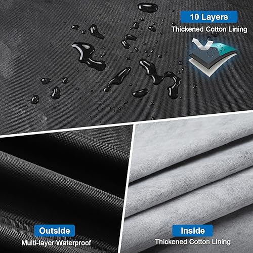 Vista 2 de Funda impermeable de 10 capas para automóvil, para todo tipo de clima, a prueba de lluvia, nieve, protección UV, resistente al viento, cubierta