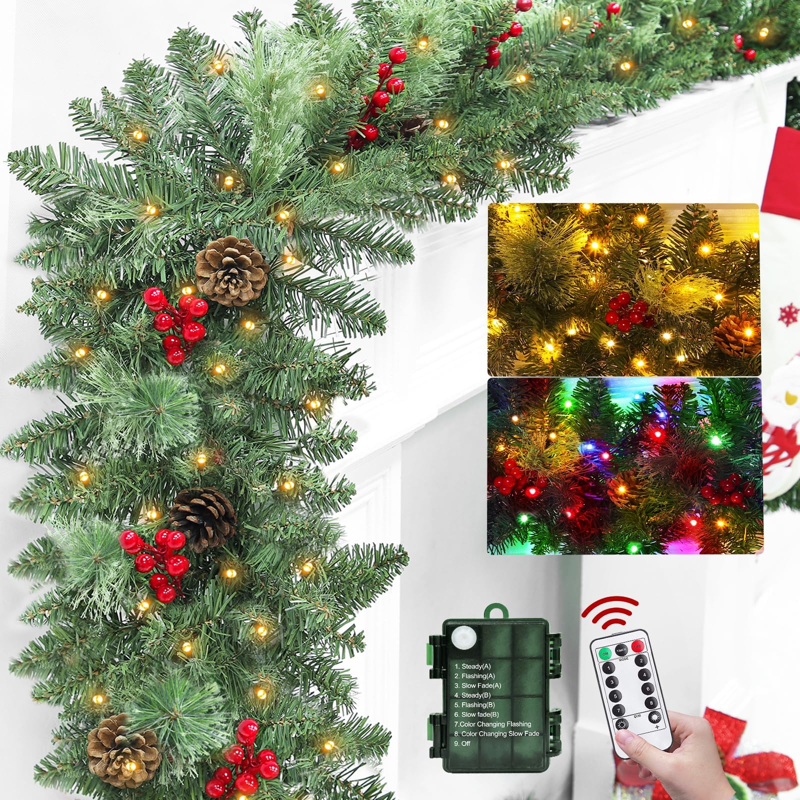 Amazon.com: Dual Color Change & Remote Control - 9Ft Pre-Lit Christmas ...