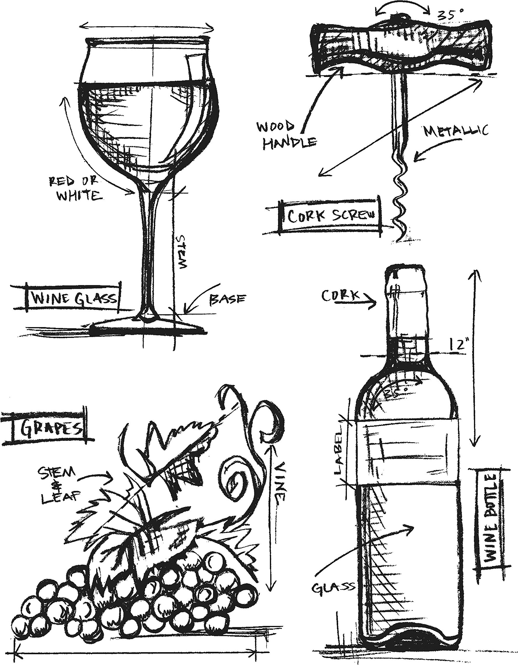 Stampers Anonymous Tim Holtz Cling Stamps, Wine Blueprint