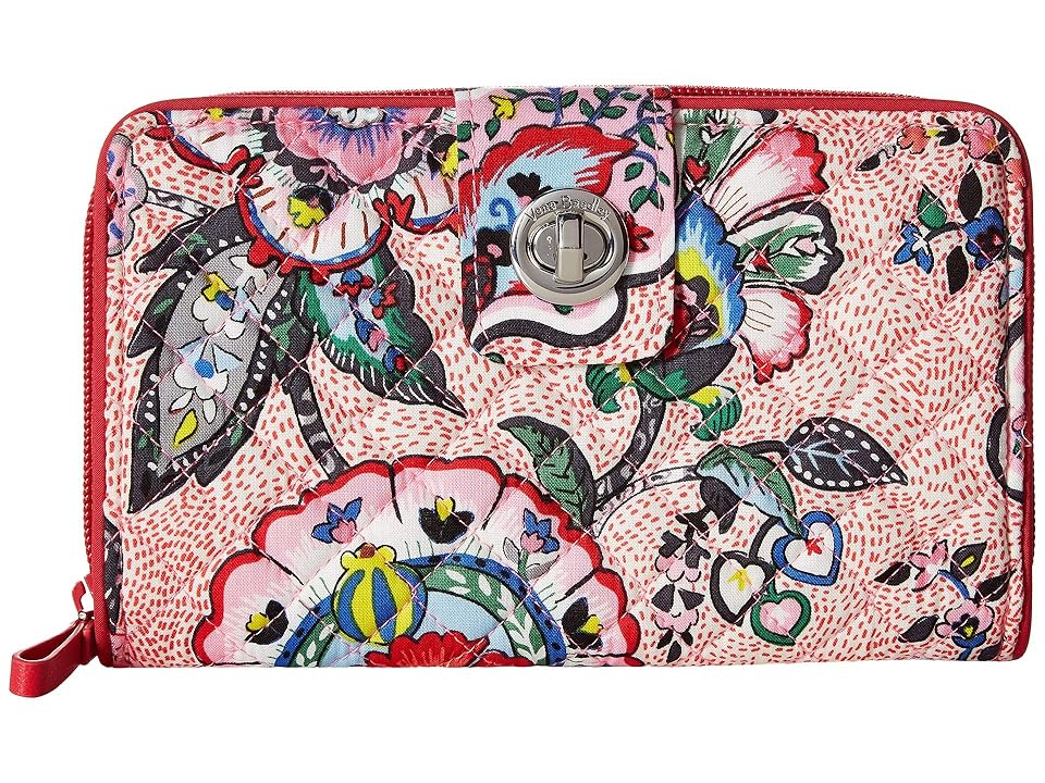 

Vera Bradley Iconic RFID Turnlock Wallet (Stitched Flowers) Wallet Handbags, Multi