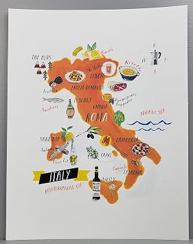 Nancy Nikko Italian Food Map, Food Regions of Italy, 8 1/2 x 11