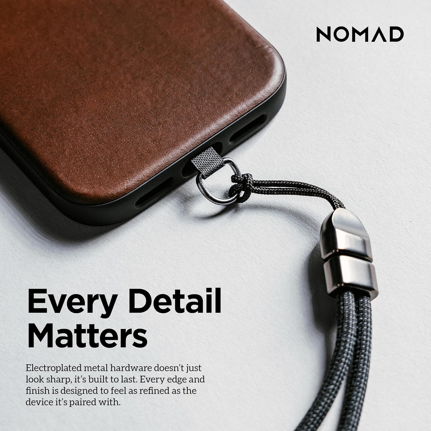 NOMAD Wrist Strap for iPhone 17, Phone Wristlet and iPhone Wrist Strap with Kevlar, Wristlet Strap and Wrist Lanyard for Phone, Cellphone Wrists Strap with Electroplated Metal Hardware Black