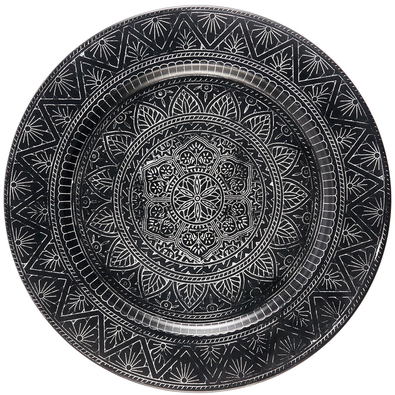 Plateau oriental en aluminium Jinan 30 cm | Plateau à thé marocain argenté | Décoration orientale sur la table dressée