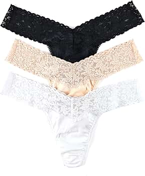 Amazon.com: hanky panky, Low Rise Cotton Thong, Black, White