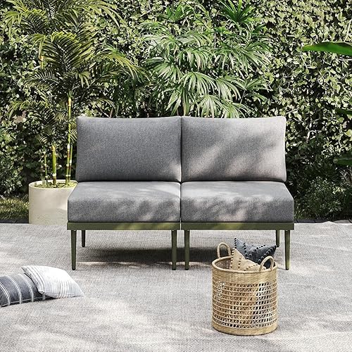 Miniatura 25 de Sundale Outdoor Juego de 4 piezas de muebles de metal para patio, sofá seccional para exteriores con cojín de olefina de 6 pulgadas, modernos juegos