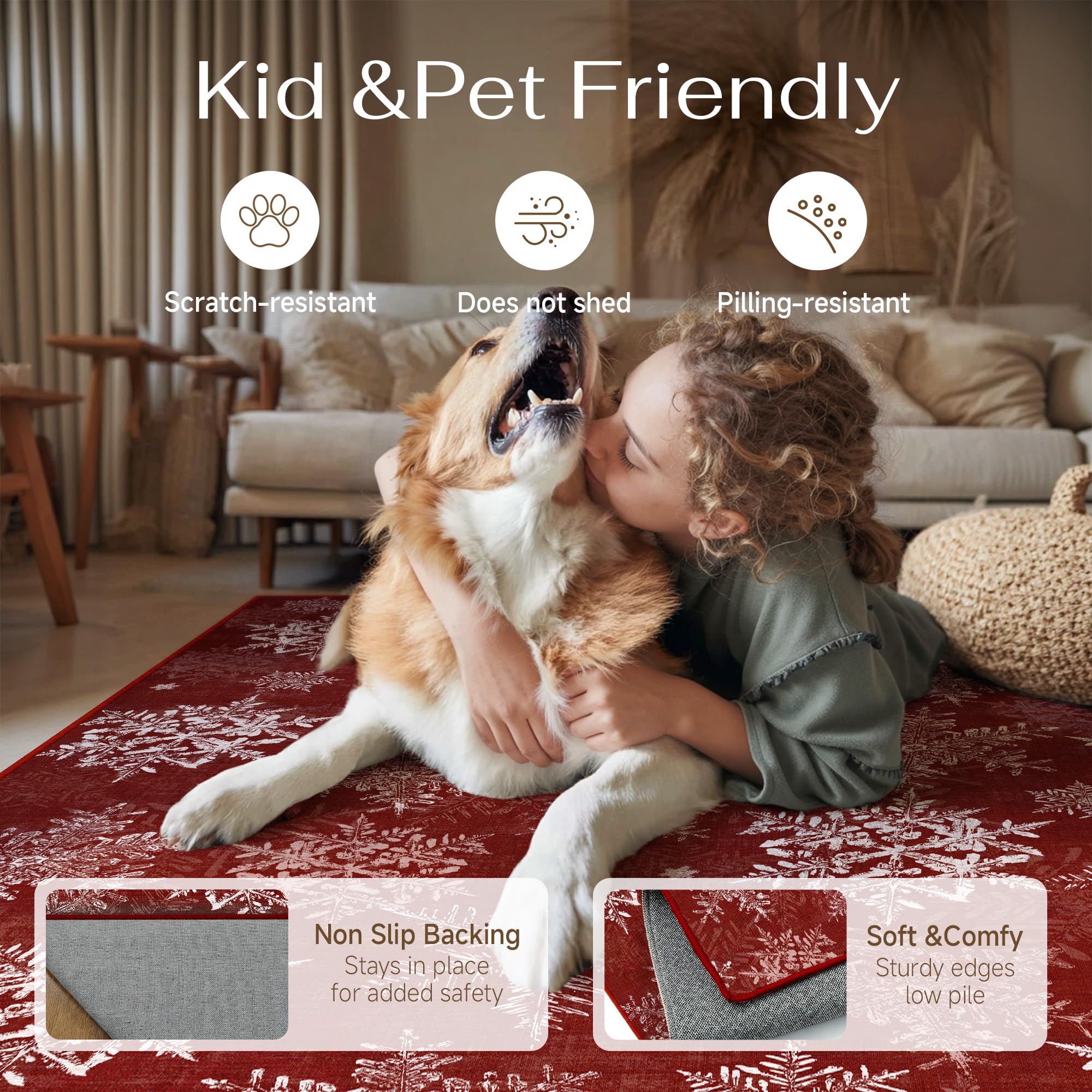 Christmas Area Rug - Red & Festive -2