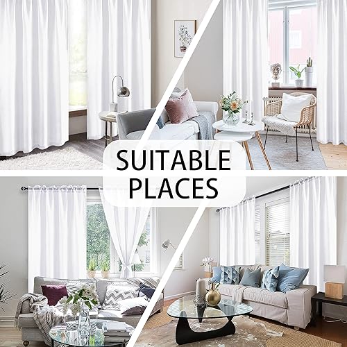 Miniatura 7 de JIUZHEN Cortinas traslúcidas blancas de 120 pulgadas extra largas con bolsillo para barra cortinas de gasa semitransparentes para ventana de sala de