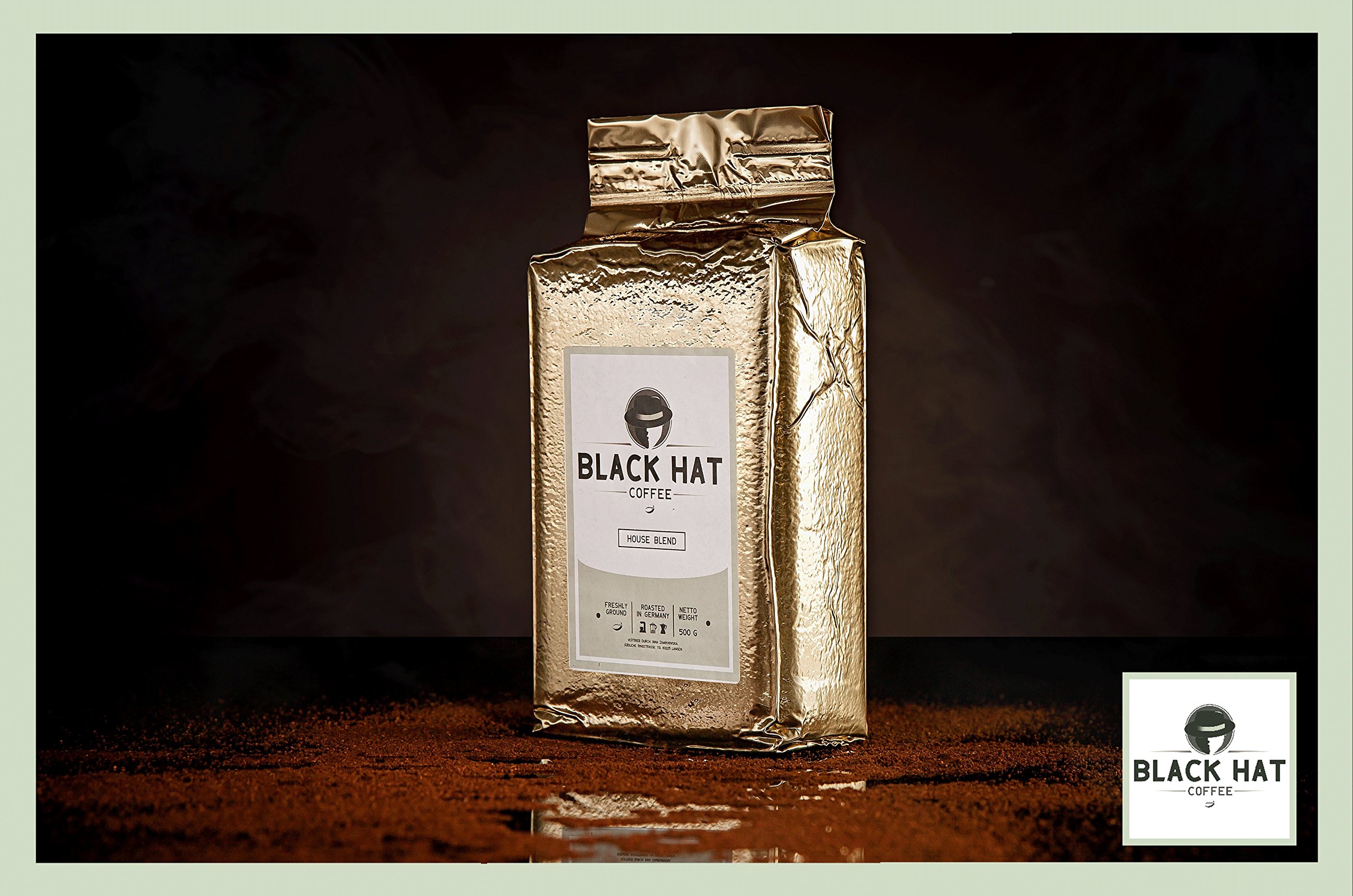 BLACK HAT COFFEE House Blend – Premium Filter-Kaffee aus Robusta-und Arabica-Bohnen – Röst-Kaffee gemahlen 12 x 500 g (6 kg)