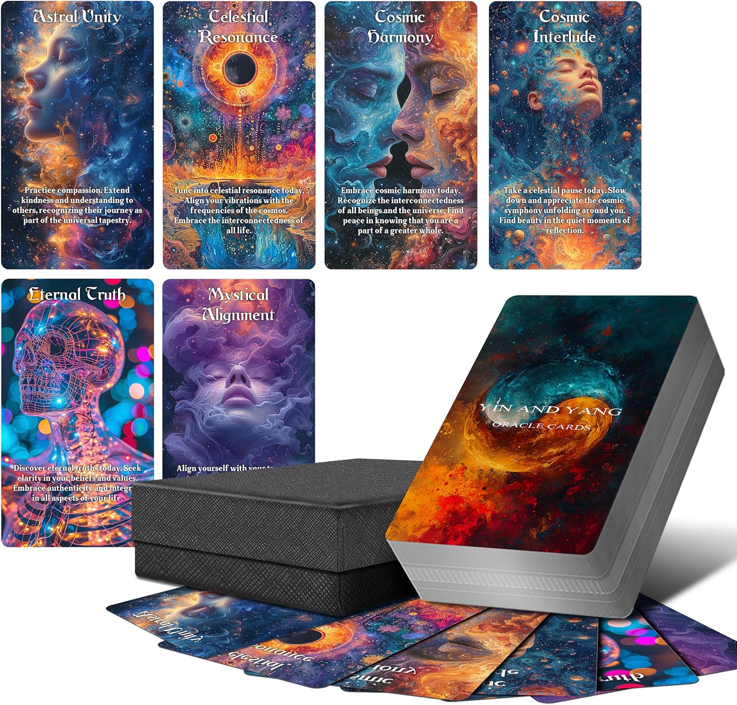 Yin and Yang Oracle Cards, 68 Karma Connection Oracle Deck for Beginner with Meanings on Them, Evaluate Emotions, Relationships, Career, Health, Life(Yellow)