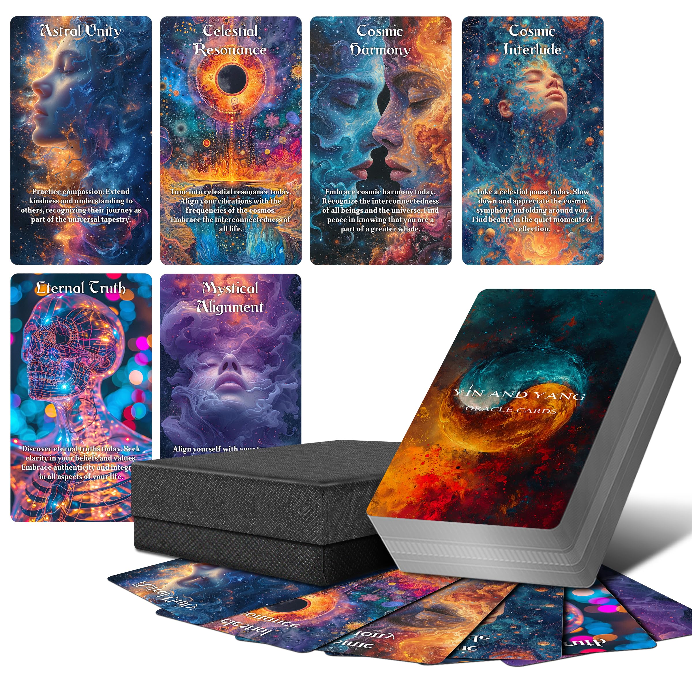 Powerful Yin and Yang Oracle Cards, 68 Oracle Cards Deck with Meanings on Them