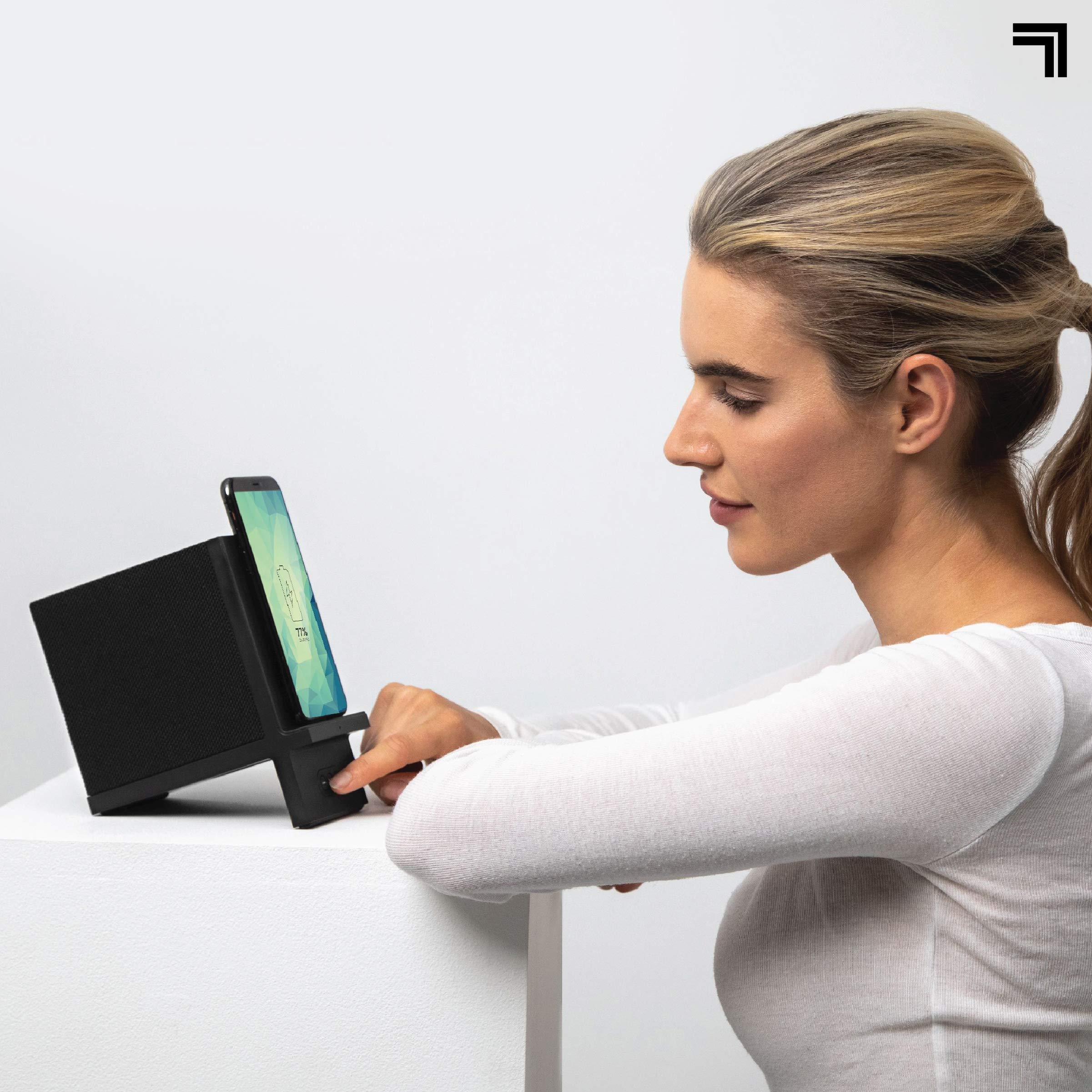 Sharper Image Wireless Qi Charging Dock With Bluetooth Speaker