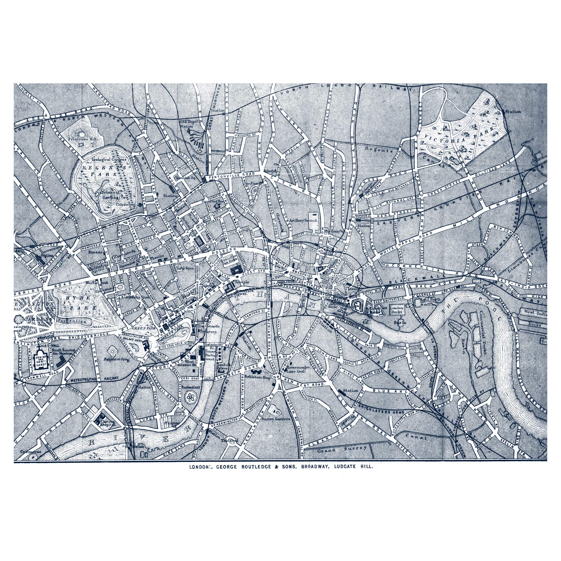 Wee Blue Coo London City England Navy Map Premium Wall Art Canvas Print 18X24 Inch