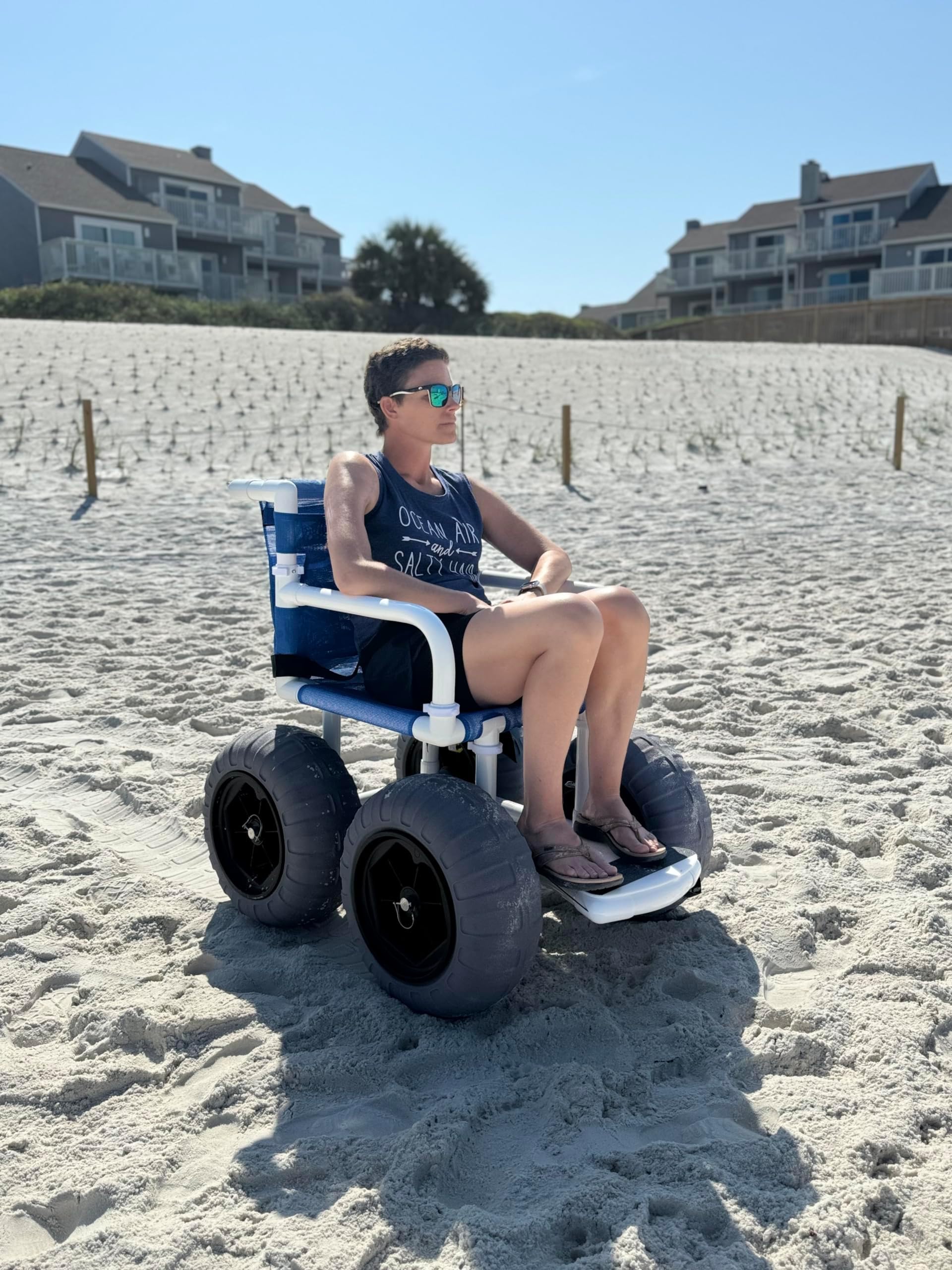 Beach Wheelchair for Soft Sand, 16" Balloon Tires, Push-Assisted Design, 250 lb Capacity, Easily Disassembles – WC-16