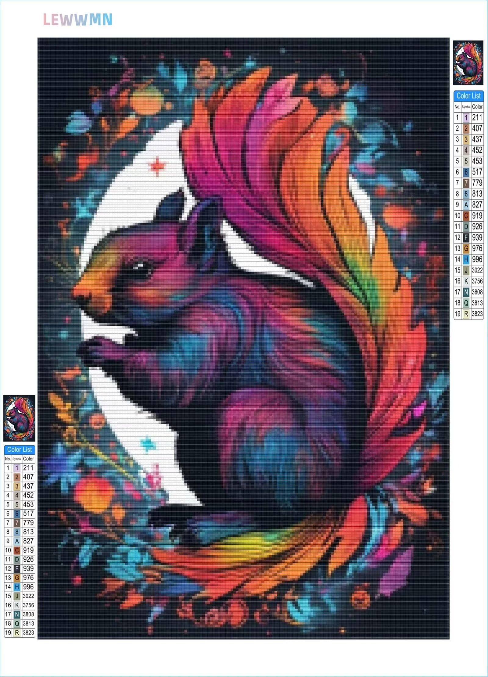 5D DIY Diamante Art Pintura kit Completo, Diamond Painting Adultos Niños Rhinestone Bordado de Punto de Cruz Artes Pintura Painting, Cuadros Decor para Cuarto, Sala de Estar - (Ardilla animal) 60x90cm