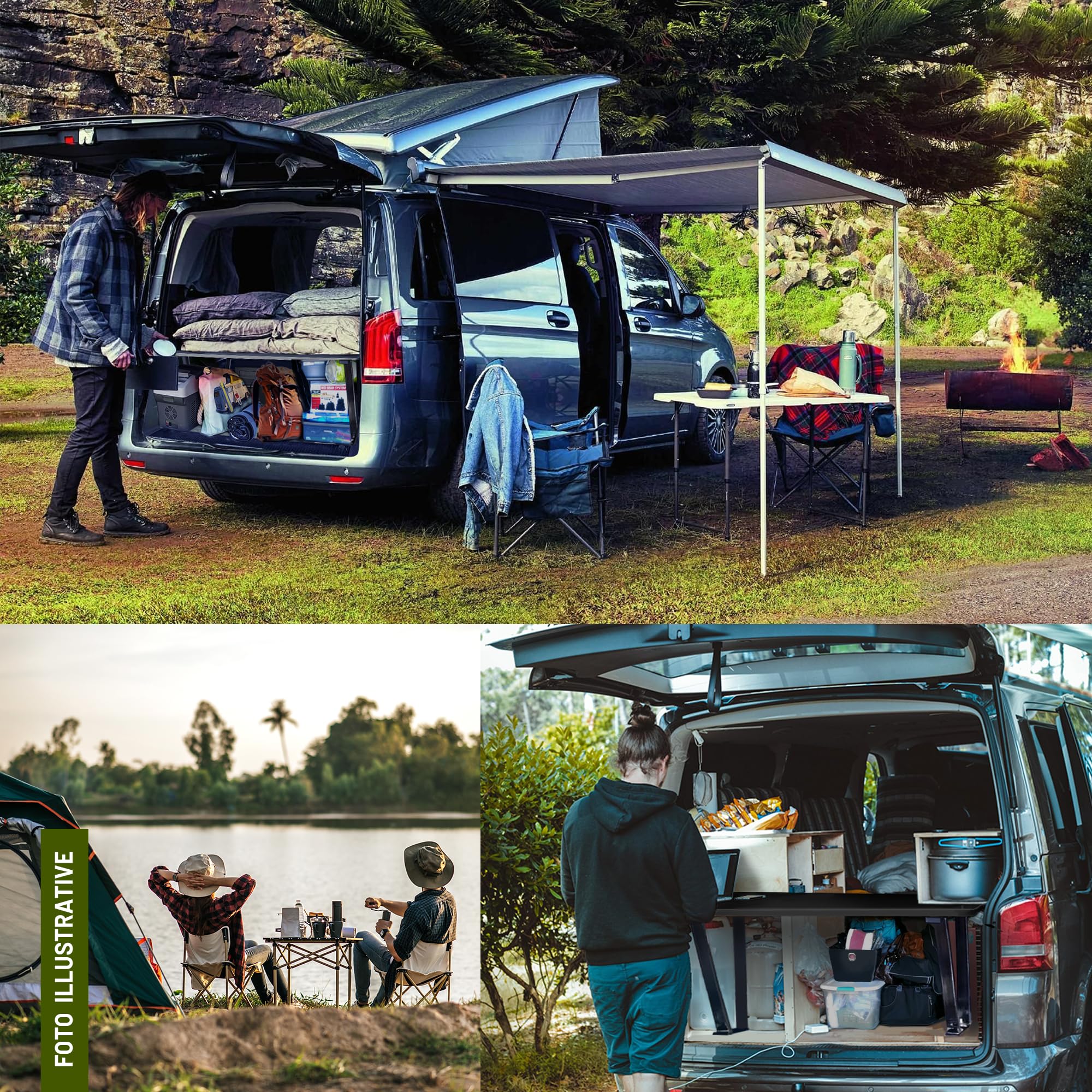 CHROMEMASTER | Compatibile con Mercedes Vito W447 2014+ | Letto Pieghevole per Auto, Prolunga del Letto Multiflexboard per Camper, Letto da Campeggio, Scaffale, Tavolo | Accessorio per Il Camper
