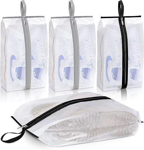 MISSLO Bolsas impermeables para zapatos de viaje, paquete de 4, bolsa de almacenamiento de zapatos XXL, bolsa transparente para zapatos, bolsa