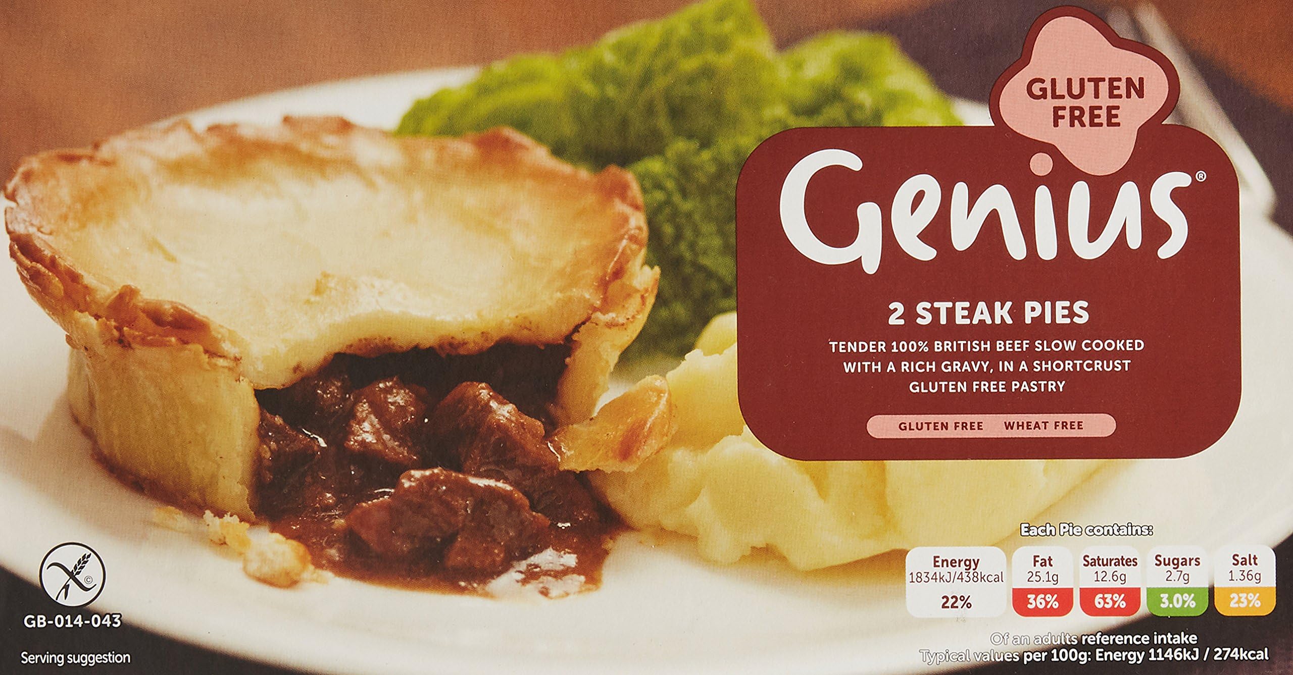 Genius Gluten Free Steak Pies, 320g (Frozen)