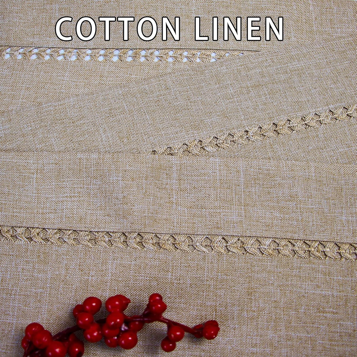 ELVEDO Beige Table Runner Dresser Runners Washable Cotton Linen Table Runners for Coffee Table Dining Room Table Bedroom Party Holiday : Home & Kitchen
