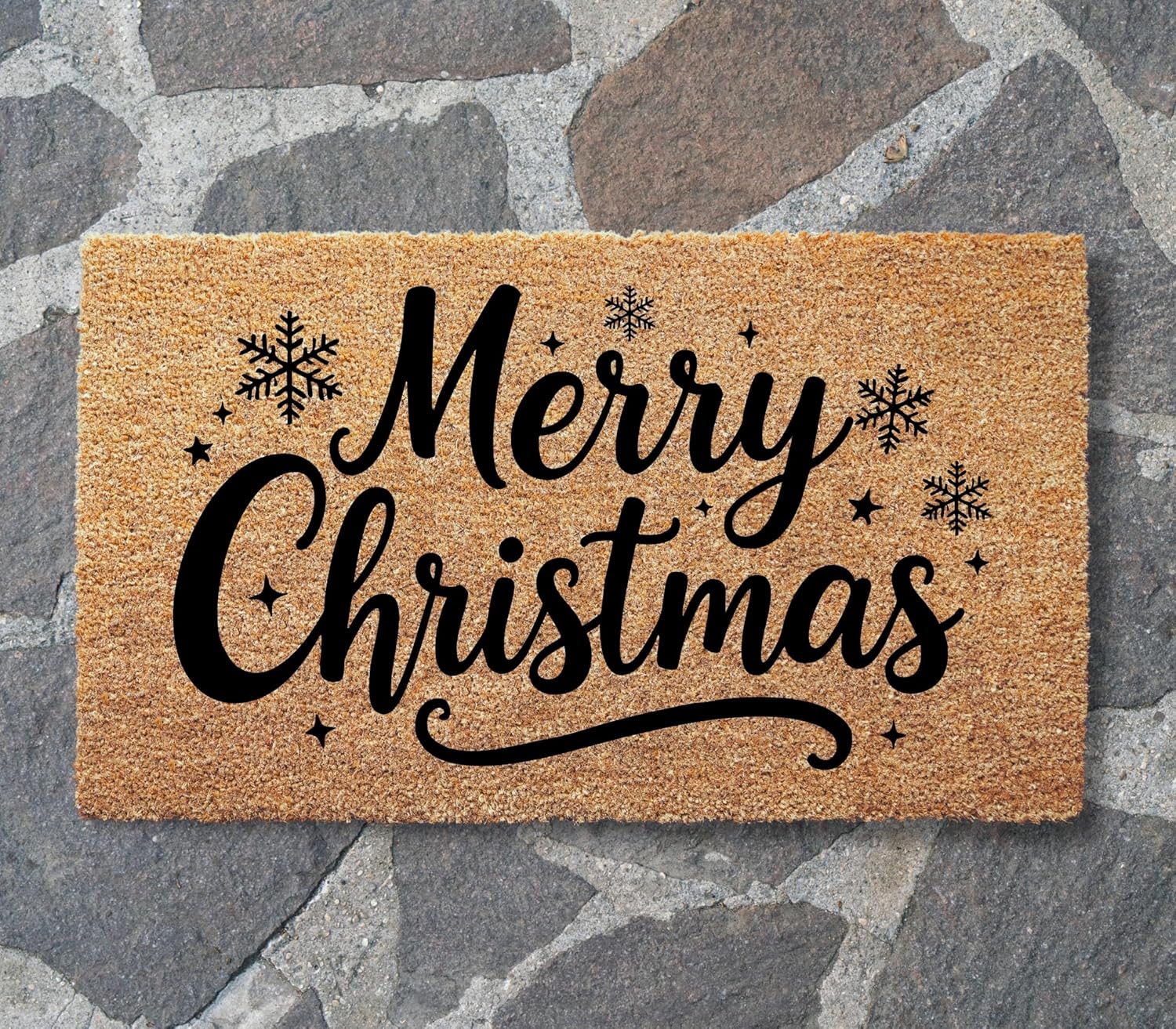 clicked craft Christmas Welcome Doormat - Festive Holiday Decor for Home, New Home or Homeowner Gift, Modern Holiday Door Mat for Indoor/Outdoor Use (Merry Christmas 8)