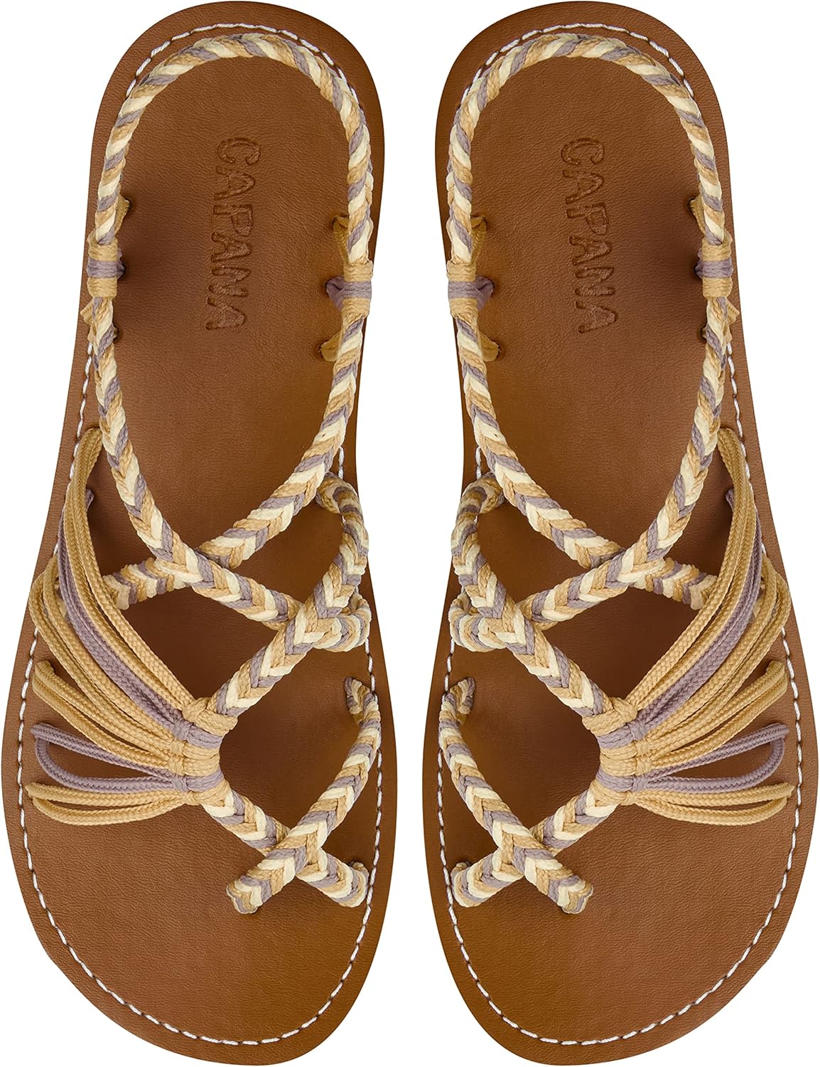 Capana Woven Women's Flat Sandals - Strappy Braided Sandals, Beach Sandals for Women Dressy Summer, Rope Bohemian Sandals, Spring Casual Womens Shoes, Comfy Boho Flats for Teen Girls  Banyan