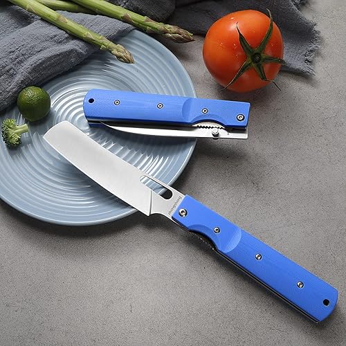 Miniatura 8 de ZhengSheng Folding Chef Knife 4.8" Sharp 440A Stainless Steel Blade G10 Handle Pocket Foldable Japanese Style Kitchen Knife for Outdoor Camping