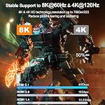 8K HDMI câble 10 FT 4-Pack, HDMI 2.1 Cord de jeu, support 8K@60Hz, 4K@120Hz HDR10+, SBTM, VRR, QFT, ALLM, 3D, HDCP 2.3 pour PS5, Xbox, TV, PC, Moniteur, Carte graphique