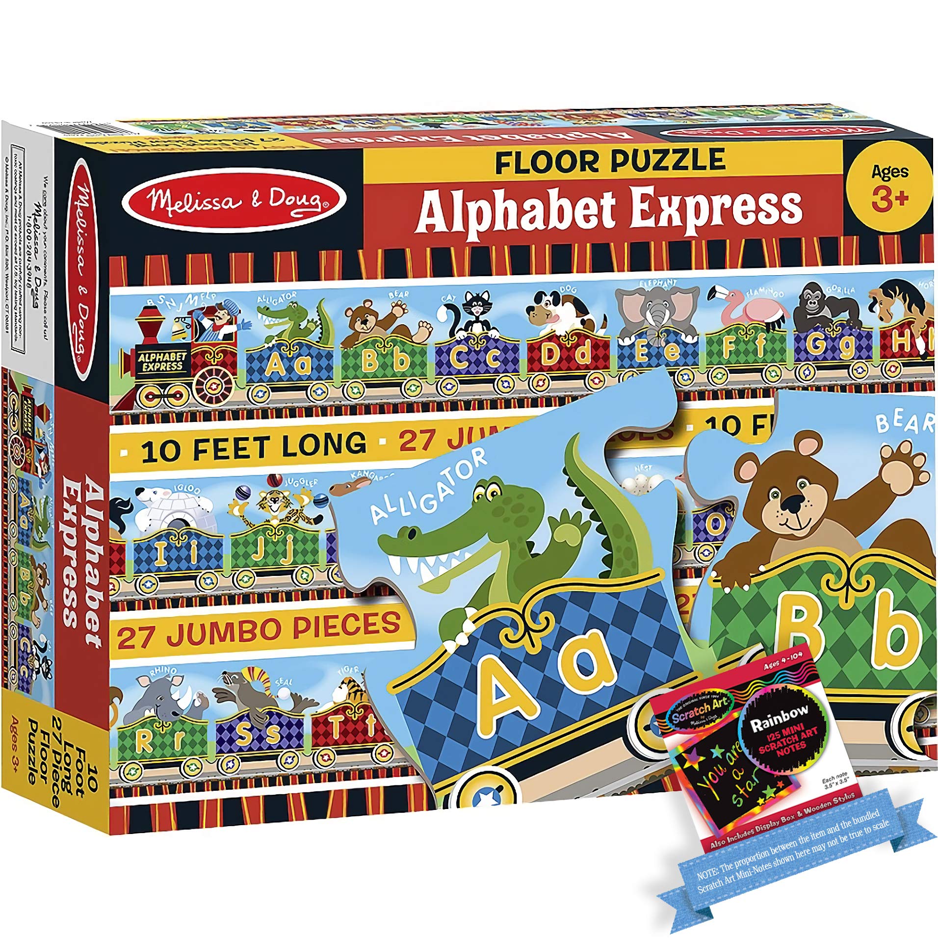 Alphabet Express: 27 Piece Floor Puzzle Bundle with 1 Theme Compatible M&D Scratch A r t Mini-Pad (04420)