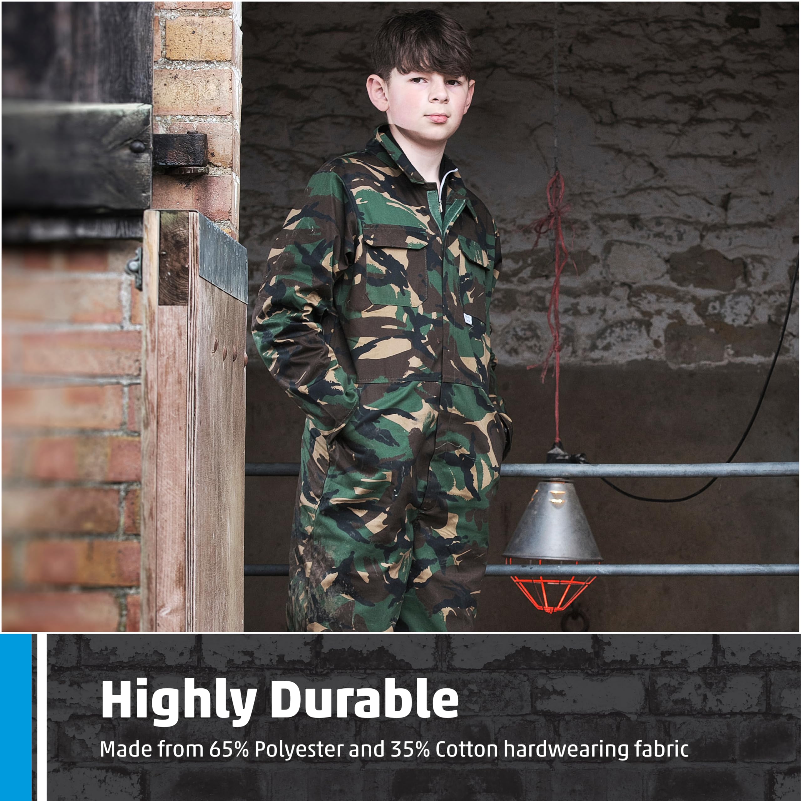 Fort - Tearaway Junior Coverall - Junior Kids Overall - Features Velcro Fastening -Secure Pockets - Durable - Kids Boiler Suit - Handy Overalls for Children