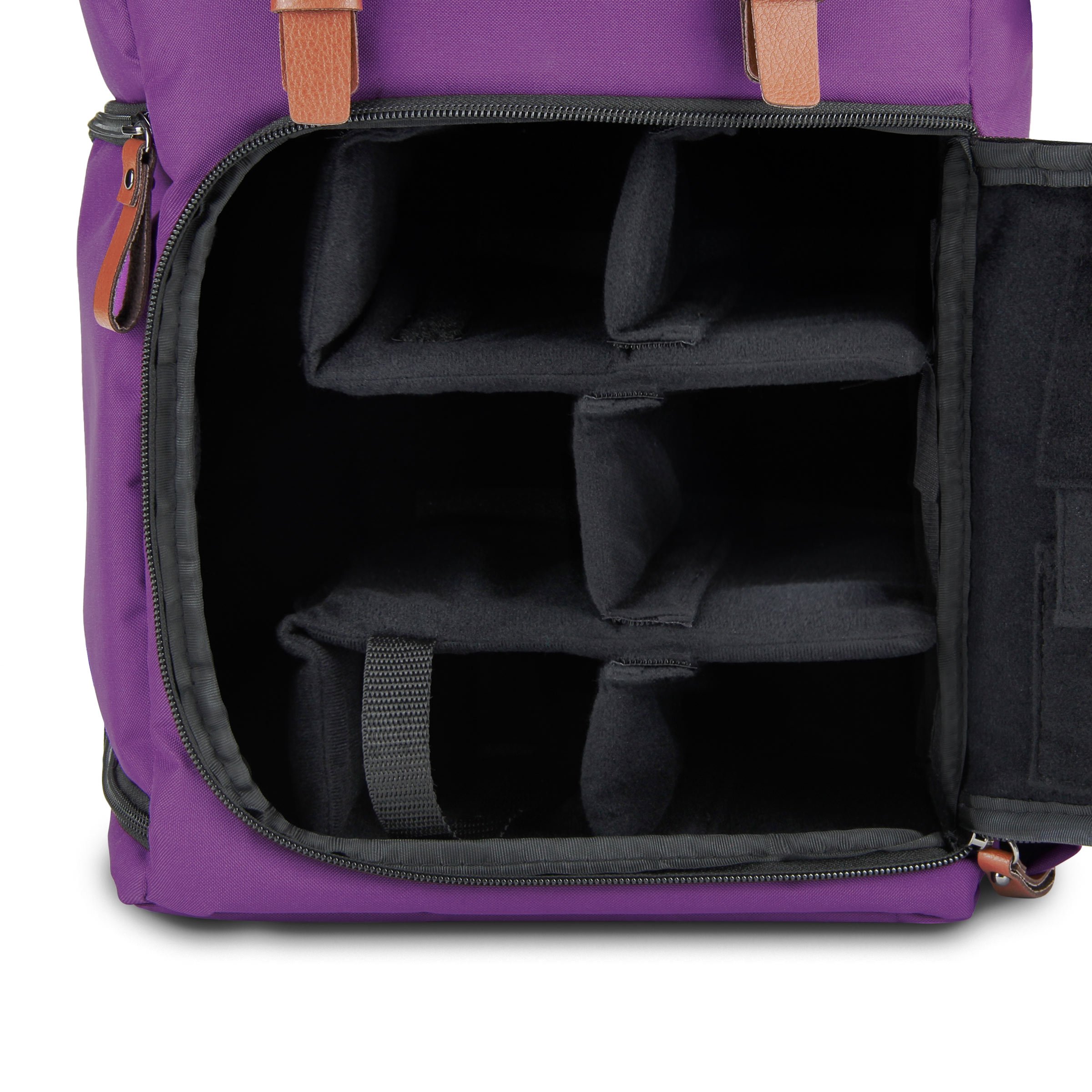Sac à Dos pour Appareil Photo Reflex Numérique Avec Compartiment à Tablette, Séparateurs Modulables, Support Trépied & Housse Imperméable pour Canon, Nikon, Olympus et autres - Violet - par Gogroove