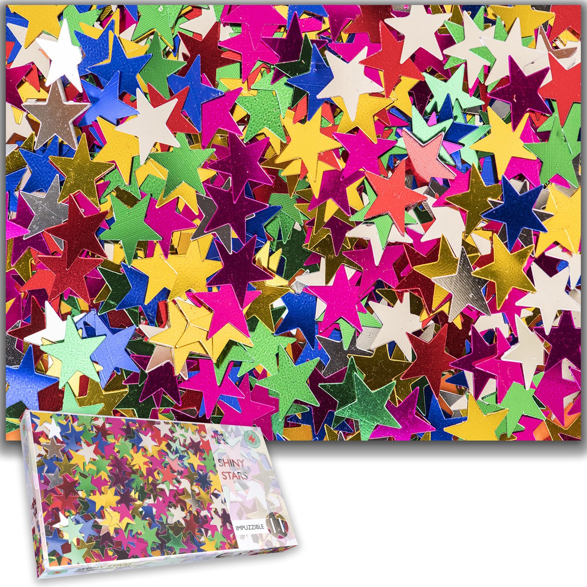 Impuzzibles Shiny Stars - Puzzle Per Adulti Da 1000 Pezzi - 66 X 50 Cm - Stella Lucente, Sfida Arcobaleno Difficile