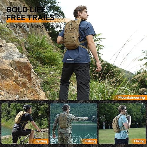 Miniatura 6 de MARCHWAY Mochila de hidratación táctica Molle con bolsa de agua de TPU de 2.5L, mochila militar para senderismo, ciclismo, mochileros, correr, cazar
