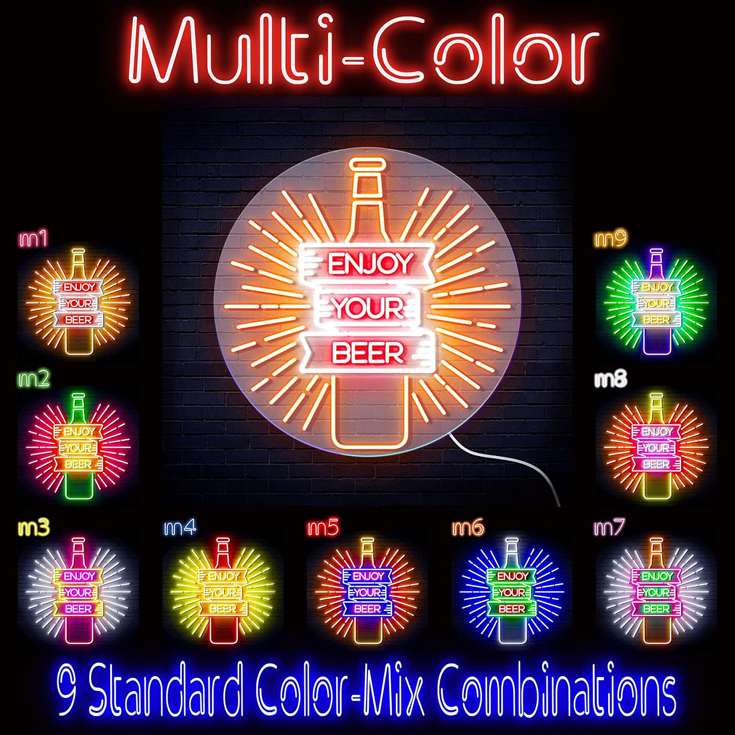 ADVPRO Enjoy Your Beer Extra-Large Ultra-Bright LED Neon Sign - Multi-Color 7 - st16s55-fn-j0045-m7