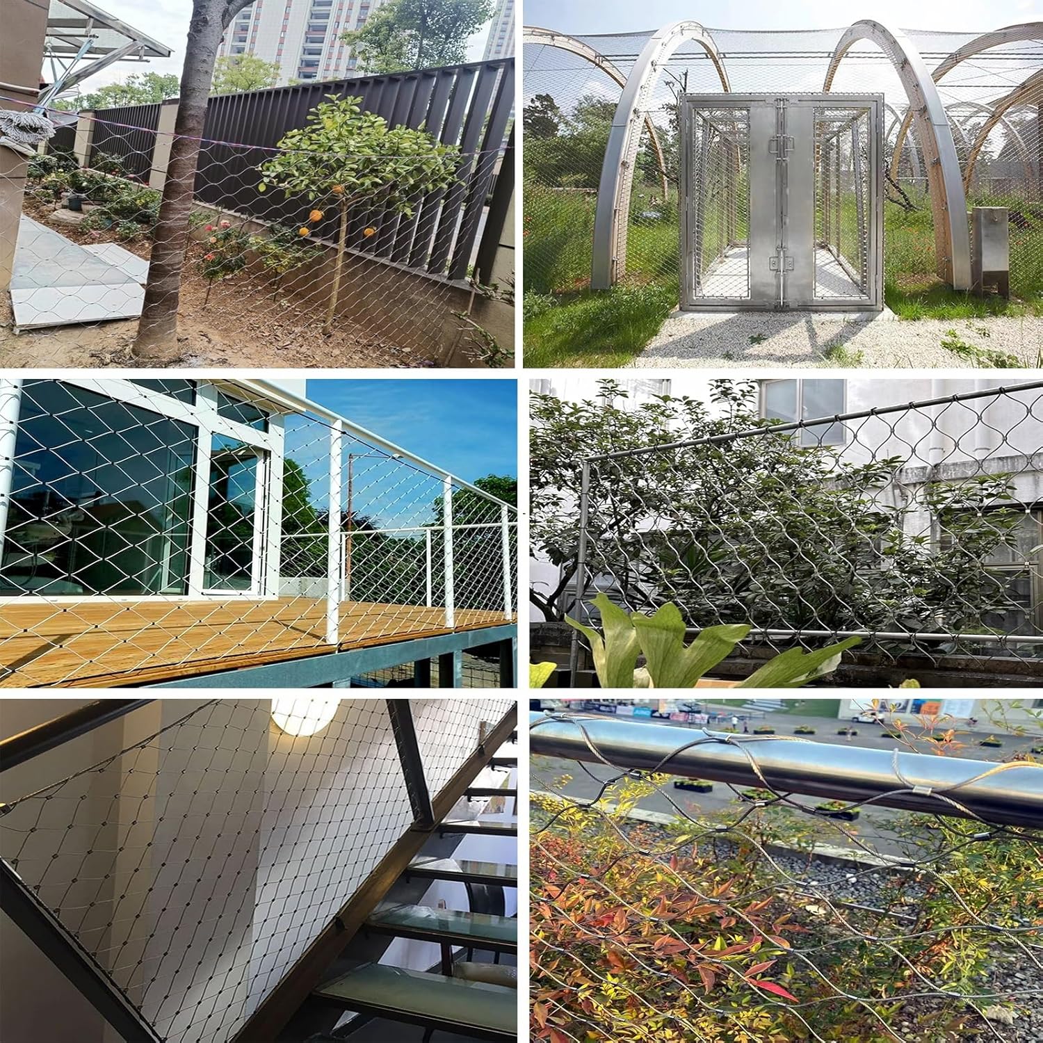 Balcony Safety Netting304 Stainless Steel Wire Mesh 10cm/2mm Garden Farm Stair Decor DIY Decorative Net 1.2x8m for Pet and Child Protection
