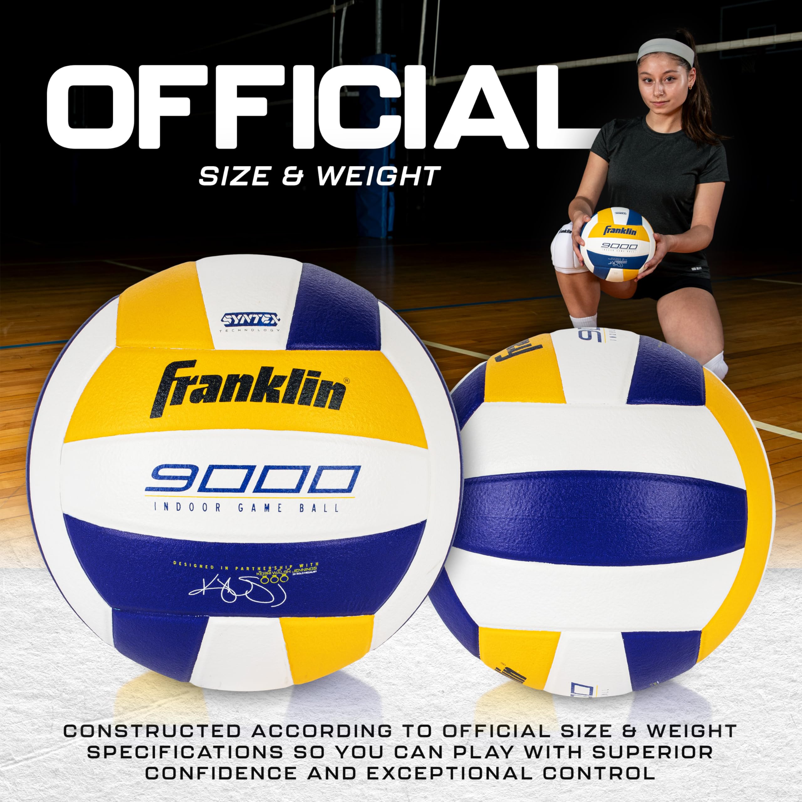 Franklin Sports Indoor Training + Match Volleybälle - Premium 9000 + 6000 Offizielle Größe Erwachsene + Jugend - Ball + Luftpumpe
