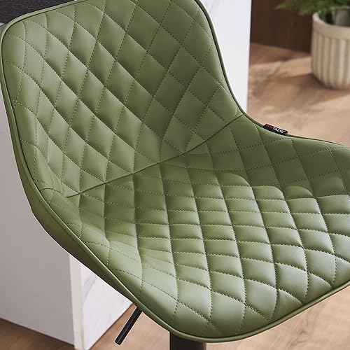 Miniatura 15 de YOUTASTE Taburetes de bar negros de altura de mostrador, juego de 2 taburetes de bar ajustables giratorios de piel sintética con respaldo acolchado,