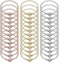 Hicarer 24PCS Bracelet Chains with OT Toggle Clasp - Gold Silver Rose Gold Alloy Link Chains for DIY Jewelry Making Bracelets Women Crafts