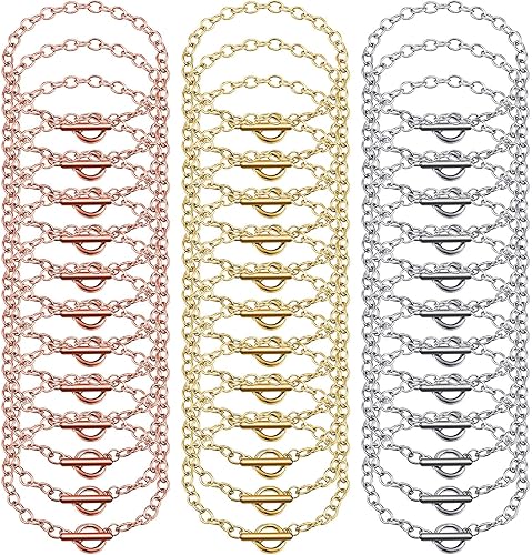 Miniatura 8 de 24 cadenas de pulsera con cierre de palanca OT de aleación, cadenas de eslabones para hacer joyas, pulseras para mujeres, suministros de