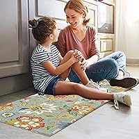 Vista 6 de Juego de 2 alfombras de cocina florales coloridas para el piso, alfombra de piso boho colorida para la cocina, alfombras de piso de cocina boho
