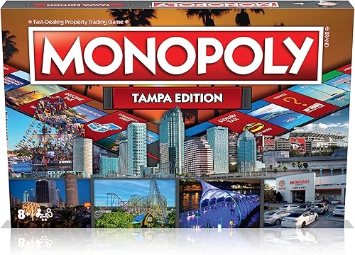 Miniatura 2 de Juego de mesa familiar Tampa Monopoly para 2 a 6 jugadores, adultos y niños a partir de 8 años, compra, vende e intercambia tu camino hacia el éxito
