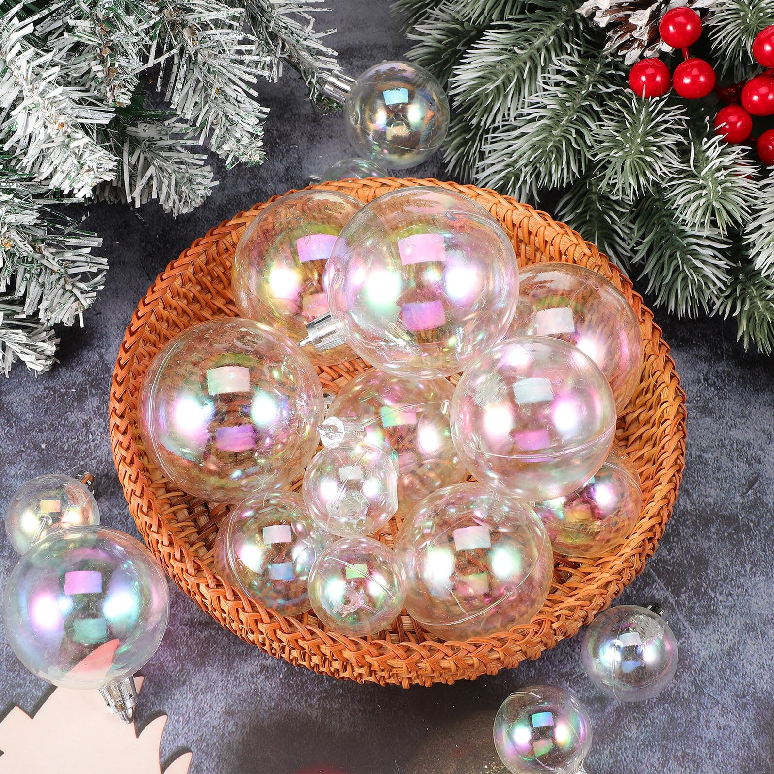 18pezzi Palline Di Natale Trasparenti in Plastica Resistente Da Appendere Per Albero Di Natale Decorazioni Per Scale e Feste Natalizie