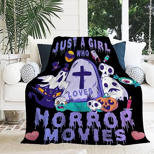 Miniatura 7 de Manta de película de terror, regalo para niños y niñas, manta de Halloween, regalos para niños, decoración de calabaza, felpa suave, ligera, de