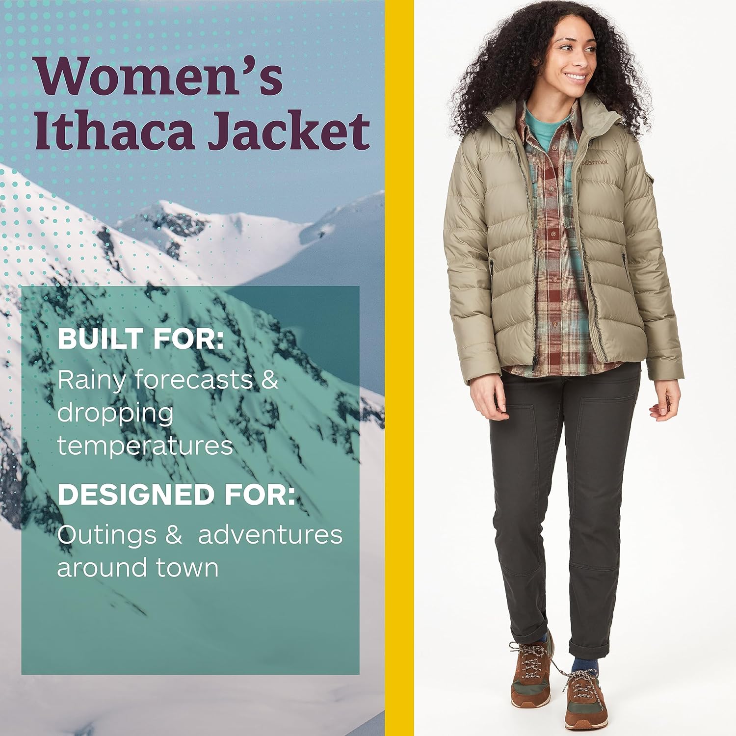 MARMOT Women's Ithaca Jacket - 700-Fill Down-Insulated, Water-Resistant Coat with Zip-Off Hood and Removable Fur Ruff