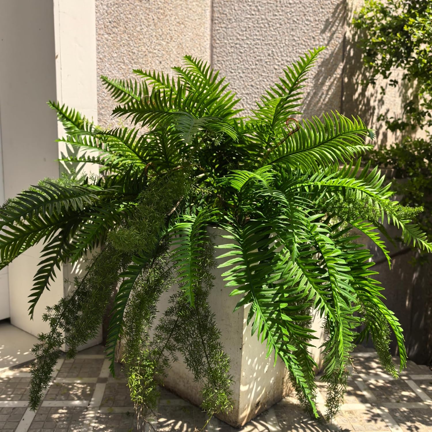 Artificial Boston Fern Plants – Lifelike Lush Greenery Faux Persian Fern 18 Leaves for Home & Office Decor, Indoor & Outdoor Use -Maintenace Free&UV Resistant